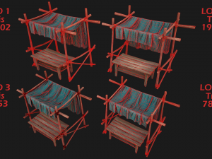 Medieval Market Stalls Tent Pack Model 3D