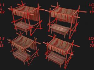 Medieval Market Stalls Tent Pack Model 3D