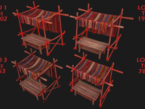 Medieval Market Stalls Tent Pack Model 3D