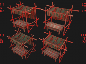 Medieval Market Stalls Tent Pack Model 3D