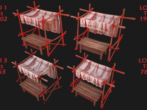Medieval Market Stalls Tent Pack Model 3D