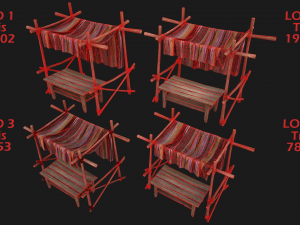 Medieval Market Stalls Tent Pack Model 3D
