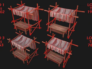 Medieval Market Stalls Tent Pack 3D Model