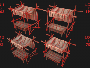 Medieval Market Stalls Tent Pack Model 3D