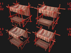 Medieval Market Stalls Tent Pack 3D Model