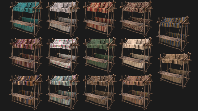 Street Market Stalls Tent Pack 3D Модель .c4d .max .obj .3ds .fbx .stl .blend 