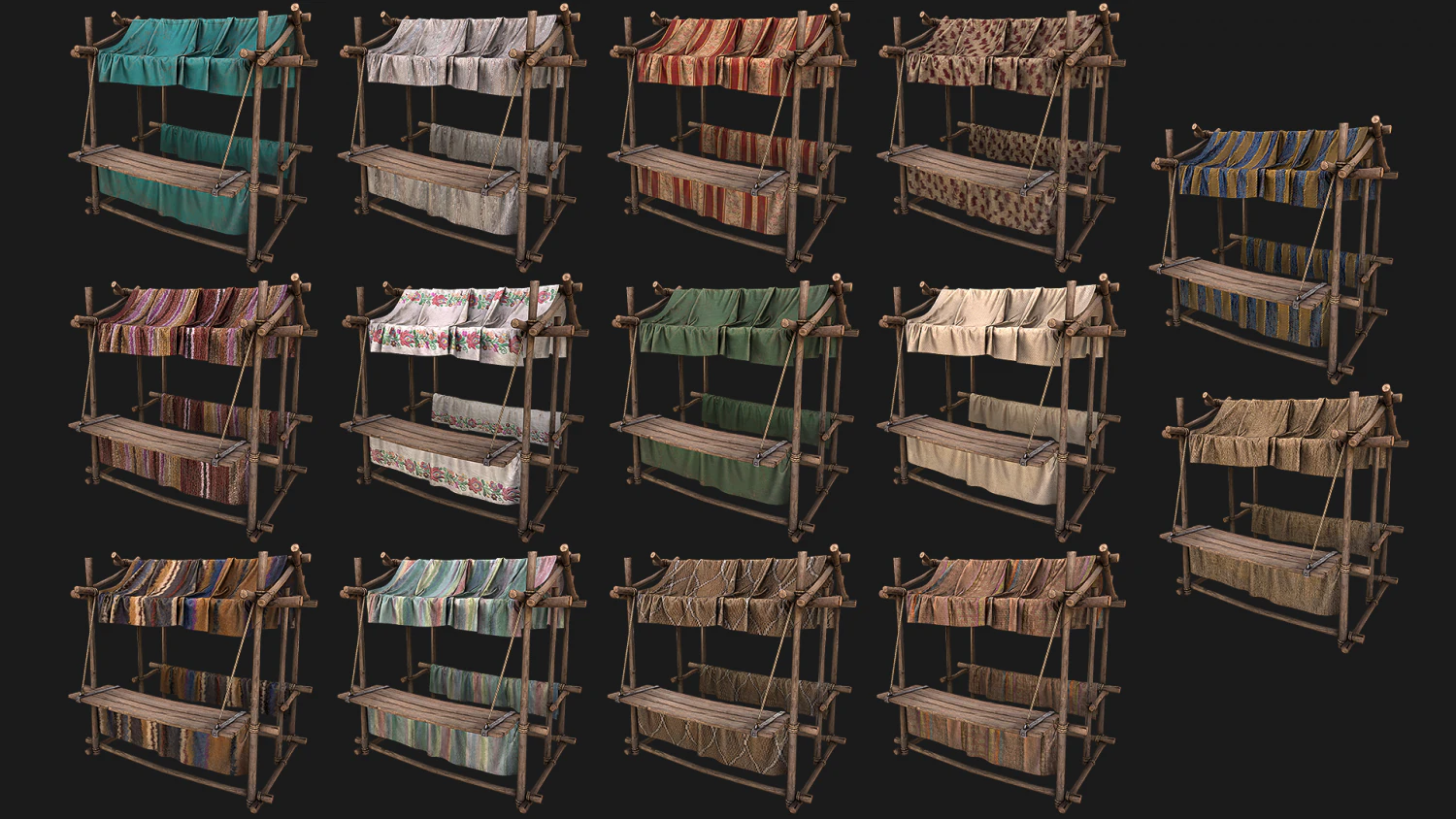 Street Market Stalls Tent Pack 3D Model .c4d .max .obj .3ds .fbx .stl .blend 