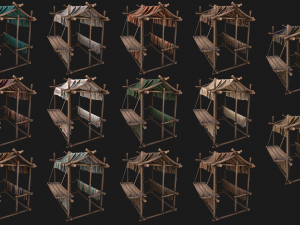 Street Market Stalls Tent Pack 3D Модель