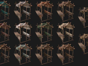 Street Market Stalls Tent Pack 3D Model