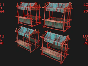 Street Market Stalls Tent Pack 3D Model