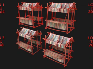 Street Market Stalls Tent Pack 3D Model