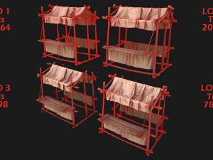 Street Market Stalls Tent Pack 3D Model