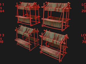 Street Market Stalls Tent Pack 3D Model