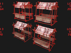 Street Market Stalls Tent Pack 3D Model