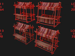 Street Market Stalls Tent Pack 3D Model