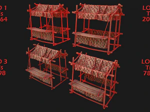 Street Market Stalls Tent Pack 3D Model