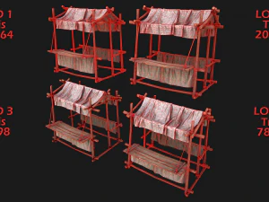 Street Market Stalls Tent Pack 3D Model