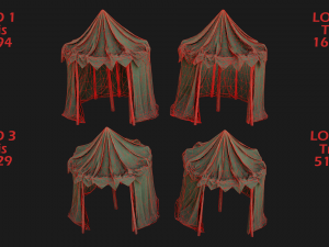 Medieval Market Stalls Cylindrical Tent Pack Modelo 3D