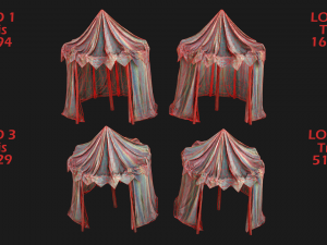 Medieval Market Stalls Cylindrical Tent Pack Modelo 3D
