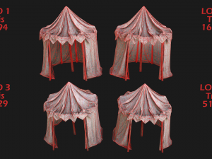 Medieval Market Stalls Cylindrical Tent Pack Modelo 3D