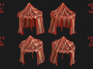 Medieval Market Stalls Cylindrical Tent Pack Modelo 3D