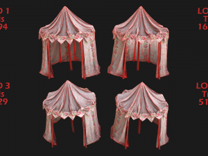 Medieval Market Stalls Cylindrical Tent Pack Modelo 3D