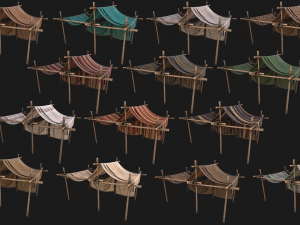 Market Stalls Tent Camping Pack 3D Model