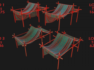 Market Stalls Tent Camping Pack 3D Model