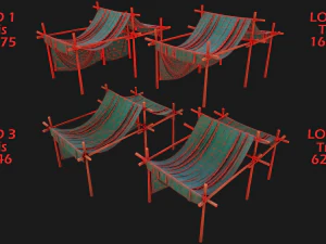 Market Stalls Tent Camping Pack Bazaar Merchant Stand set 3D Model