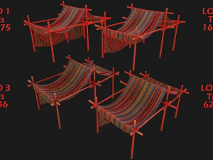 Market Stalls Tent Camping Pack Bazaar Merchant Stand set 3D Model