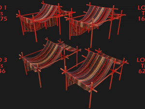 Market Stalls Tent Camping Pack 3D Model