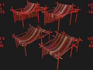 Market Stalls Tent Camping Pack Bazaar Merchant Stand set 3D Model