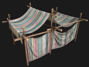 Market Stalls Tent Camping Pack Bazaar Merchant Stand set 3D Model