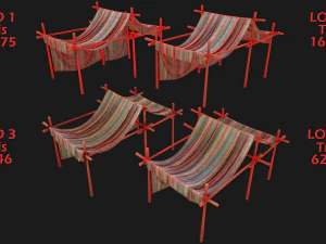 Market Stalls Tent Camping Pack Bazaar Merchant Stand set 3D Model