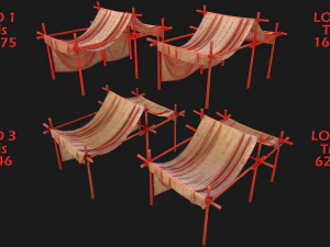 Market Stalls Tent Camping Pack Bazaar Merchant Stand set 3D Model