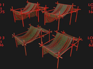 Market Stalls Tent Camping Pack Bazaar Merchant Stand set 3D Model