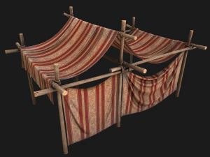 Market Stalls Tent Camping Pack Bazaar Merchant Stand set 3D Model