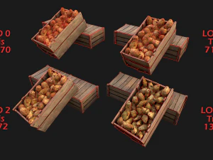 Potato Box Crate Stand Bazaar Stall Vegetable Food 3D Model