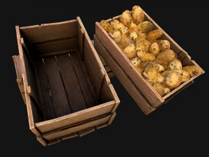 Potato Box Crate Stand Bazaar Stall Vegetable Food 3D Model