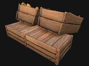 Potato Box Crate Stand Bazaar Stall Vegetable Food 3D Model