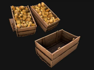 Potato Box Crate Stand Bazaar Stall Vegetable Food 3D Model