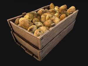 Potato Box Crate Stand Bazaar Stall Vegetable Food 3D Model