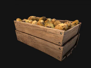 Potato Box Crate Stand Bazaar Stall Vegetable Food 3D Model