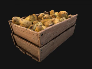 Potato Box Crate Stand Bazaar Stall Vegetable Food 3D Model
