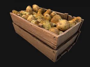 Potato Box Crate Stand Bazaar Stall Vegetable Food 3D Model