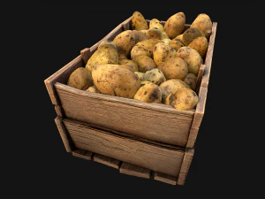 Potato Box Crate Stand Bazaar Stall Vegetable Food 3D Model