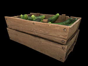 Cucumbers Box Crate Bazaar Food Stand Stall 3D Model