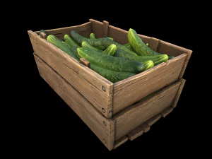Cucumbers Box Crate Bazaar Food Stand Stall 3D Model