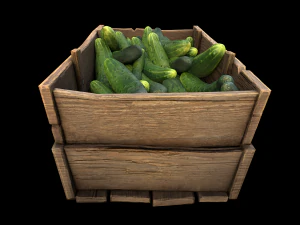 Cucumbers Box Crate Bazaar Food Stand Stall 3D Model
