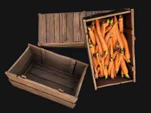Carrots Box Crate Stand Bazaar Stall 3D Model